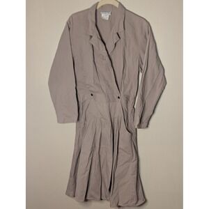 Vintage You Babes Mauve Cotton Wrap Dress Long Sleeve Pleated Pockets Size 9